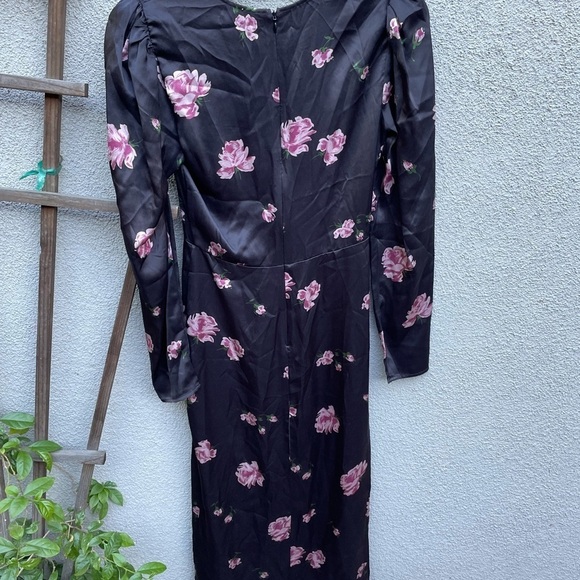 Reformation Silk Black Floral Toronto Midi Dress - Picture 7 of 13